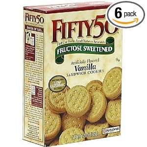 Fifty 50 Sandwich Cookies, Vanilla, 7.25 Ounce Boxes (Pack of 6)