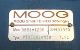 Moog D651 129B Servo Valve Rebuilt 12 Mo Warranty  