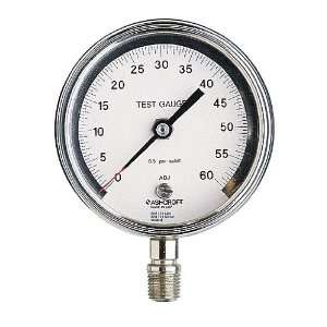 Ashcroft Test Gauge, 0.5% Accuracy, 316 SS Bourdon Tube, 3 Dial, 0 to 