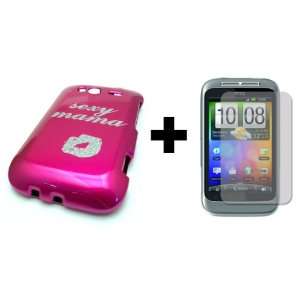  BUNDLE HTC Wildfire S PINK SEXY MAMA LCD CLEAR Cover Skin 