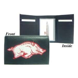 Arkansas Razorbacks UA NCAA Embroidered Leather Tri Fold Wallet 
