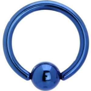  14 Gauge Blue Anodized Titanium Ball Captive Ring: Jewelry