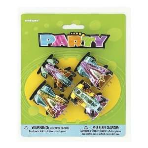  4 Metallic Racing Cars Party Favors: Toys & Games
