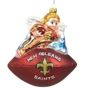  NFL New Orleans Saints Mouth Blown Glass Mascot Football 