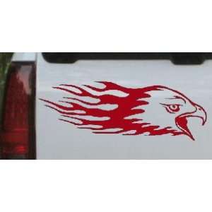Red 16in X 5.6in    Flaming Eagle Head Car Window Wall Laptop Decal 
