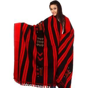   and Red Hand Woven Shawl from Nagaland   Pure Cotton: Everything Else