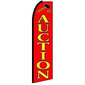  Auction Red Extra Wide Swooper Feather Business Flag 