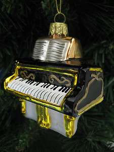 Baby Grand Piano Blown Glass Christmas Ornament Holiday Music New 