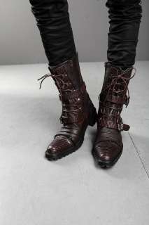vb HOMME Undertaker Crocodile Buckled Lace Up Boots BLACK, BROWN 4NW 
