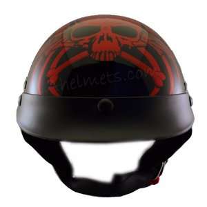  New DOT Adult Red Skull Half Motorcycle Helmet Biker HH R 