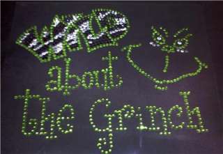 Christmas Wild About Grinch Rhinestone Iron On Bling  