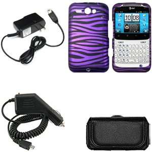  iFase Brand HTC ChaCha Combo Purple/Black Zebra Protective 