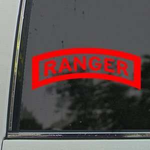 : US Army Ranger Tab Emblem Insignia Red Decal Car Red Sticker: Arts 