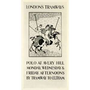   Horses Riders Mallets London Tram Avery Hill   Original Halftone Print