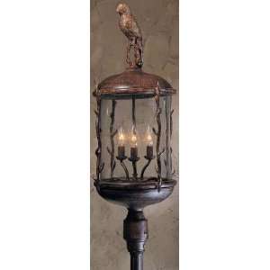 Aviary outdoor   post mount in rust patina with hand painted gold higl