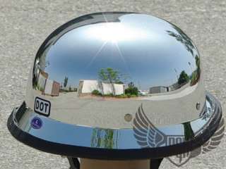 Mirror Chrome German DOT Motorcycle Half Helmet Harley Chopper S M L 