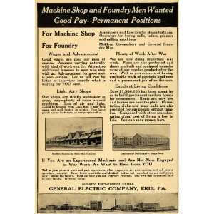   Ad General Electric Foundry Job Mill Machine Erie   Original Print Ad