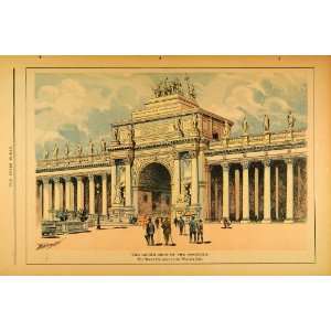 1893 Print Arch Peristyle Water Entrance Columbian Fair Exposition Art 
