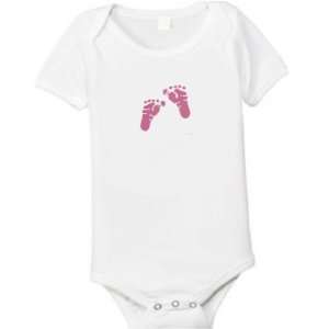 Pink Footprints on Baby Infant Onesie Embroidered 3 Months 