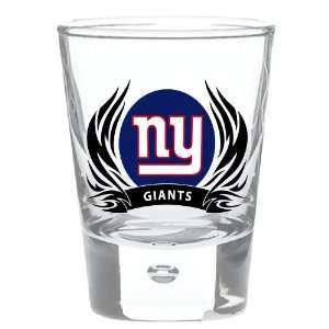  New York Giants 2 oz Round Shot Glass Tribal Flames 