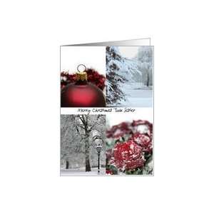  Twin Sister Red Winter collage christmas card Card: Health 