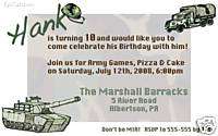 Camo Army Retirement Birthday Tank Helmet Invitations  