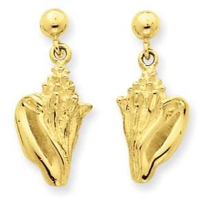  14k Conch Shell Dangle Post Earrings Jewelry