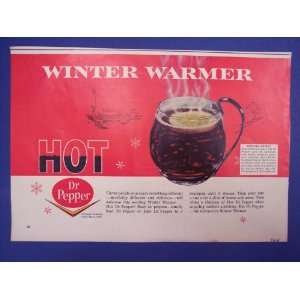 Dr Pepper, Hot Winter Warmer,print Ad, 60s Vintage Magazine Print Art
