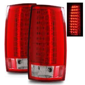   Chevy Surburban Red/Clear LED Tail Lights (Escalade Style) Automotive