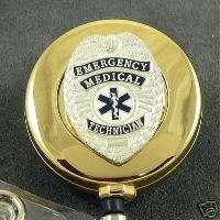 EMT Medical Technician Badge Retractable ID Holder Reel  