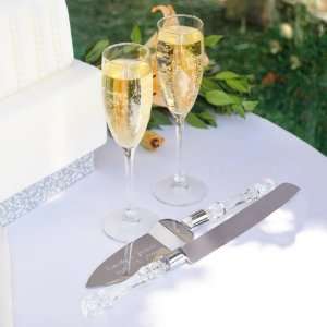  Baby Keepsake Simplicity Champagne Flutes and Cake Server 