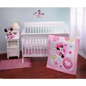   Baby Girl Disney Pink Minnie Mouse Heart Love Crib Bedding Set: Baby