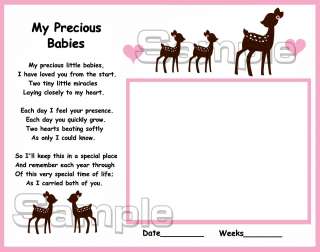   print Willow Organic Deer Baby ultrasound poem for TWINS boys or girls