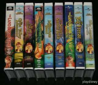 The Land Before Time Set Volume 1 2 3 4 5 6 7 8 10 VHS Lot  
