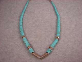 Vintage Navajo necklace graduated turquoise old silver Native American 