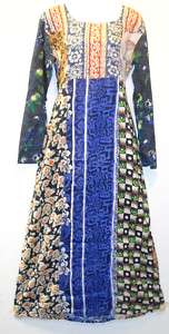 SACRED THREADS PATCH FUNKY ARTSY RAYON LONG DRESS S M  