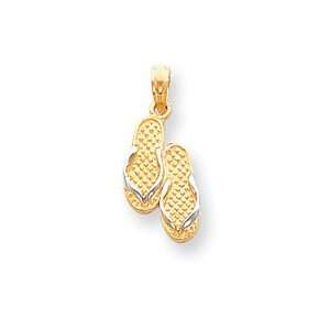  14k Yellow & Rhodium Gold Solid Polished Sandals Pendant Jewelry