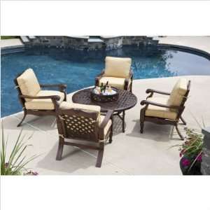   Firepit Chat Table Group Fabric: Bailey Daffodil: Patio, Lawn & Garden