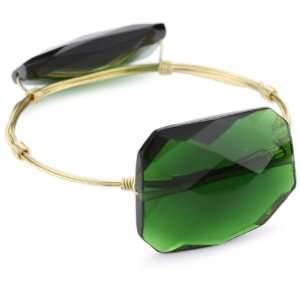   Stones Rock Gold Tone Double Stone Green Quartz Bracelet: Jewelry