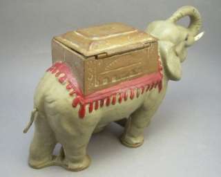 Antique Vintage Cast Iron Elephant Cigarette Box Holder & Dispenser 