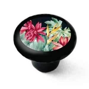 Tropical Paradise Decorative High Gloss Black Ceramic Drawer Knob