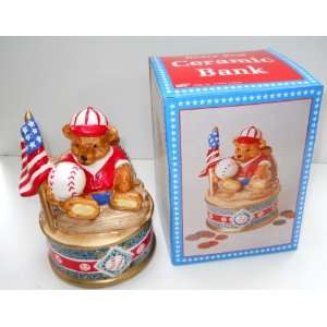  Ceramic Saving Coin Bank American Baseball Bear Toys 