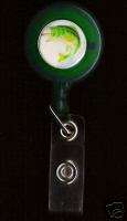 BASS FISH GREEN BADGE REEL  ID Holder trout retractable  