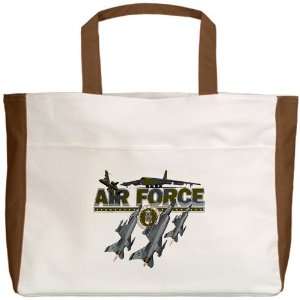  Beach Tote Mocha US Air Force with Planes and Fighter Jets 