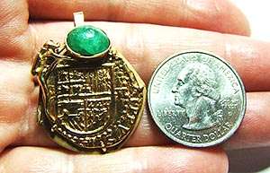 Atocha Emerald & Gold Pendant ~ 2 Shipwreck Treasure Hunters Kilbride 