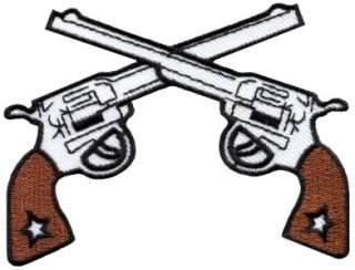 Six guns pistols cowboy western gunfighter applique iron on patch new 