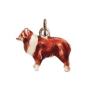  0.925 Sterling Silver and Enamel Small Collie Dog Pendant 