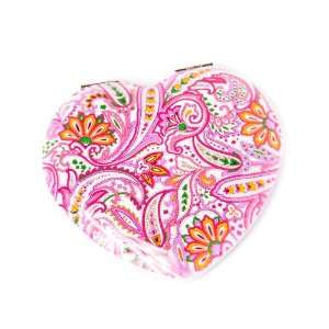   Pink Paisley Heart Shaped Cosmetic Makeup Travel Mirror: Beauty