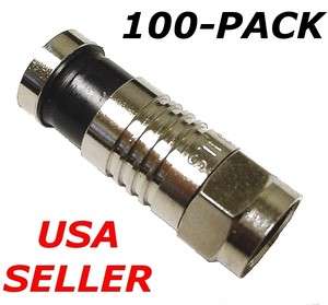 100 Pack Lot   RG59 Cable F Type Compression Video Connector Plug CATV 