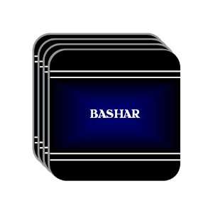Personal Name Gift   BASHAR Set of 4 Mini Mousepad Coasters (black 